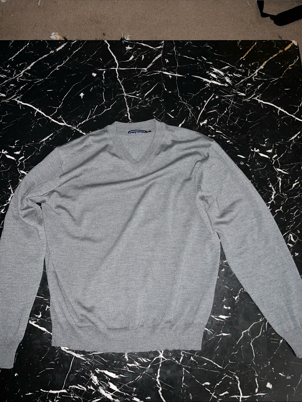 Paul Fredrick Men's Heather Gray V-Neck Sweater